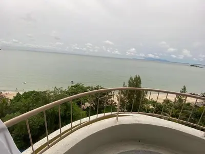 a balcony with a view of the ocean at Rainbow deluxe seaview in Tanjung Bungah