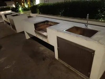 a concrete kitchen with a sink and a faucet at Paradise Home- 10Pax/4CarPark- Pg Bridge/KPJ Hosp in Bukit Mertajam