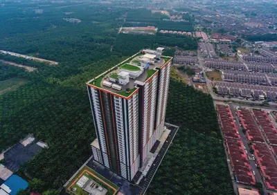 an overhead view of a tall building in a city at Sweet Homestay The Venus Sitiawan \u6e29\u99a8\u6c11\u5bbf in Sitiawan