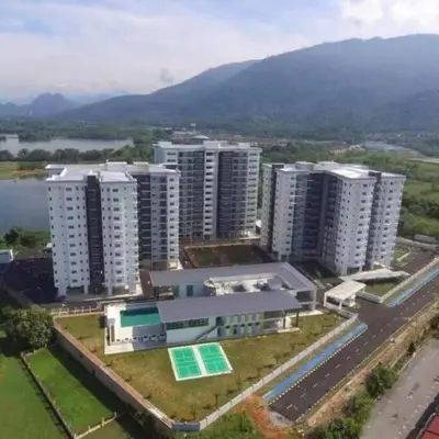 an aerial view of a city with tall buildings at Hygge Living Kampar (Near UTAR) in Kampar