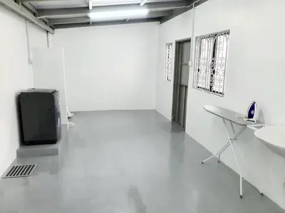 a white room with a tv and a sink at (New)Jovial Cozy&Stylish House 4Room@BM Sri Rambai in Bukit Mertajam