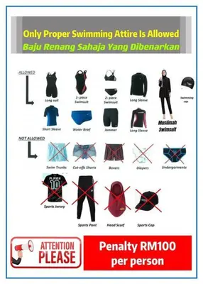 a recruitment poster for a swimmerwarning attire is allowed for bikini namingennaenna at be.Bamboo The Cove-6mins Lost World Tambun-10pax in Ipoh