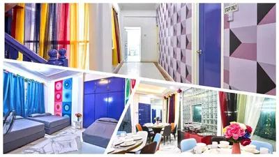 a collage of two pictures of a room at Penang Dream Banglo Sleeps 65 in Tanjung Bungah
