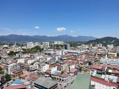an aerial view of a city with buildings at Ipoh Town Majestic 3R2B 10paxs Remi Suite in Ipoh