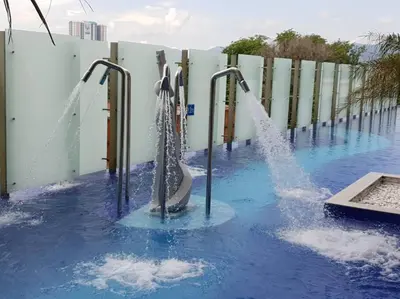 a water park with a dolphin in a pool at Ipoh Town Majestic 3R2B 10paxs Remi Suite in Ipoh