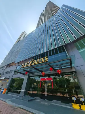 a building with an all star futures sign on it at Harmony Haven with Bathtub - Jazz Suites by Ocean Luxe in Tanjong Tokong
