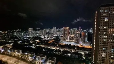 a view of a city at night with lights at Modern Elegance Suite, 5 to 6 pax at Urban Suites Georgetown by SuperStay in Jelutong
