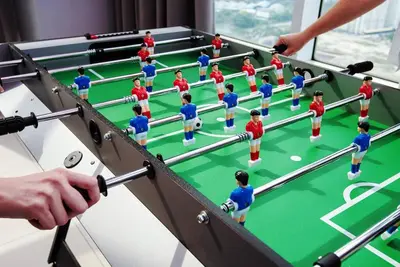 a group of toy people playing a game of snooker at XBox, Karaoke, Foosball, PoolTable, IceHockey, Ping Pong, Board Games in George Town