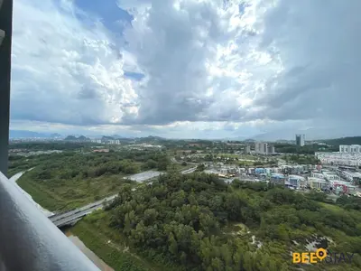 an aerial view of a city with buildings and trees at Ipoh Meru Casa Kayangan 3 Bedroom Apartment in Ipoh