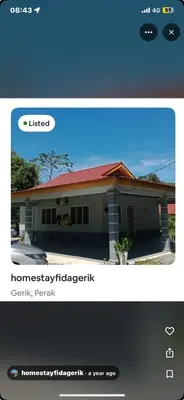 a screenshot of a webpage of a house at Homestay Fida in Gerik