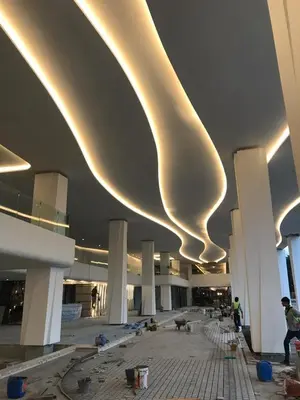 a large building with lights on the ceiling at Penang Amazing SeaView Private Lift \u68b9\u57ce\u5bcc\u4eba\u533a\u7edd\u7f8e\u6d77\u666f\u516c\u5bd3\u79c1\u4eba\u7535\u68af in Tanjong Tokong