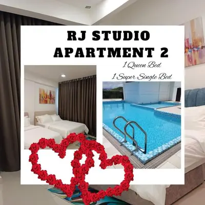 a collage of a hotel room and a pool at RJ STUDIO 2- Kompleks Mutiara in Gua Musang