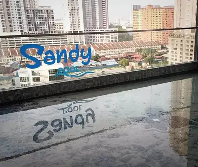 a sign that says sangaby for yarn on a balcony at 