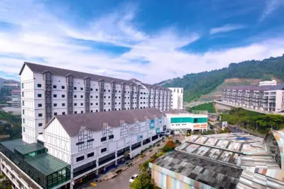 an aerial view of a city with buildings at Serene Nova Family Retreat (2-6pax)near Kea Farm Market in Brinchang