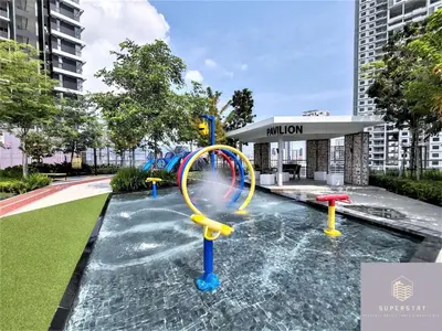 a water park with a water slide at Urban Simplicity Suite, 5 Pax, 2 Car Parks at Urban Suites Georgetown by SuperStay in Jelutong