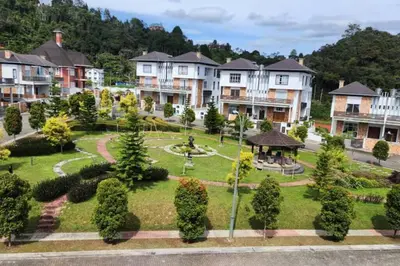 an aerial view of a park with houses at Zinnia Residence in Tanah Rata