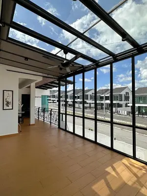 a large room with windows and a view of a street at Peak Homestay@Ipoh Perak Malaysia 10-14Pax 5R/6B in Lahat