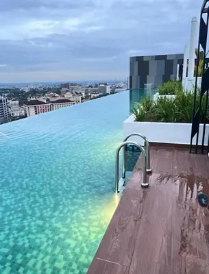a swimming pool on the roof of a building at The Horizon Ipoh Blissful Homestay 2 in Ipoh