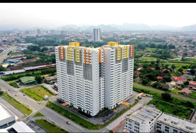 an overhead view of a tall white building at Ws Falim in Ipoh