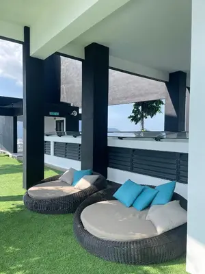two circular beds sitting on the grass in a house at 2 Carpark 3R2B 10 Pax City View Condominium 23A in Jelutong