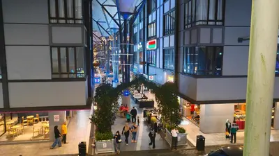 an overhead view of a shopping mall at night at Centrum Homestay in Cameron Highlands