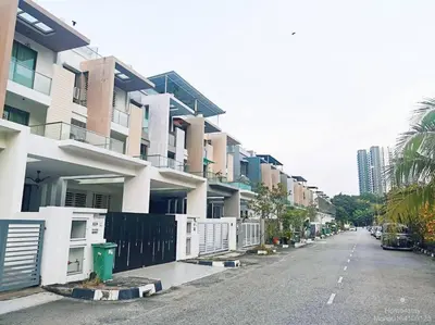 an empty street in front of a building at 162 Home4Stay Deluxe Big 3story 6Rooms 20pax Wedding USM Arena Bridge in Gelugor