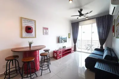 a living room with a couch and a table at SIDE CONTRUCTION MODERN DESIGN@THE MAJESTIC IPOH in Ipoh