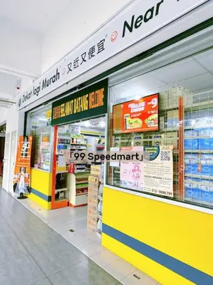 a store front of a supermarket with avertisement at Tea Valley & Farm View at Cool Summer Cameron in Cameron Highlands