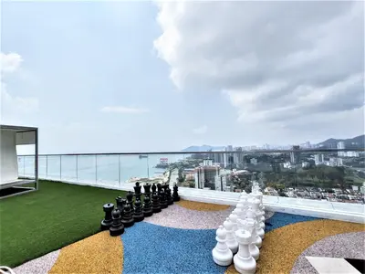 a chess game on the roof of a building at Luxurious Modern Suite at Urban Suites Georgetown by SuperStay in Jelutong