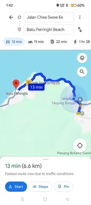 a screenshot of a cell phone with a map at Sterling Homestay in Tanjung Bungah