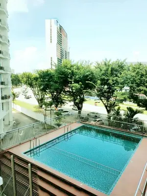 a swimming pool on top of a building at Tur16 SPlCE 10pax 4room Private House in Bayan Lepas