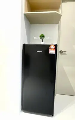 a small tree on top of a black refrigerator at The Pancarona240 in Seri Iskandar