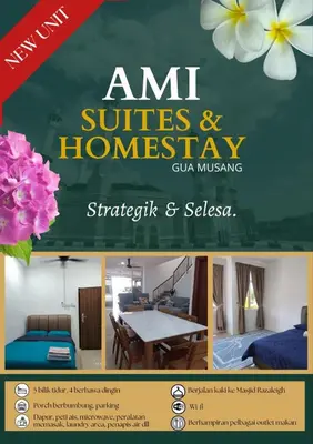a flyer for an ami suites and homesay guru muzik sellers at AMI Homestay & Guest House in Gua Musang