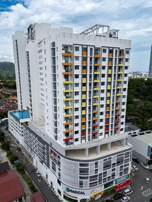 an overhead view of a large white building at The Sun Executive #BayanLepas #QueensbayMall #8 in Bayan Lepas