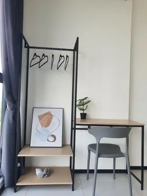 a desk and a table with a chair and some glasses at Urban Suites Penang P2 LDL WL in Jelutong