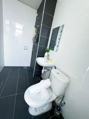 a bathroom with a toilet and a sink at Ipoh The Majestic Imperial Tower Ipoh Town Centre, 3BR Fully Air Con Homestay in Ipoh