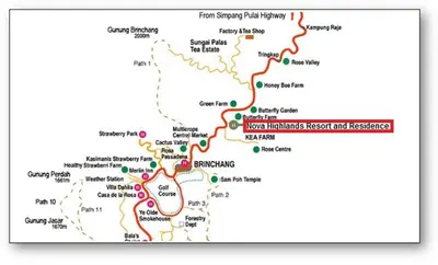 a map of the inca trail trekking through machu picchu at Cameron Nova Highlands Resorts III in Brinchang