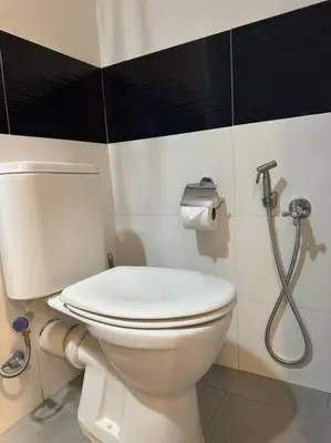 a bathroom with a toilet and a shower at Mansion One Modern 5pax walking distance Gleneagles Hospital Gurney Plaza in George Town
