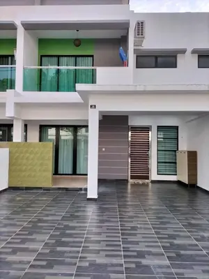 a large white house with a tiled floor at PANGKOR Villa 88 L26 Homestay in Kampong Sungai Udang