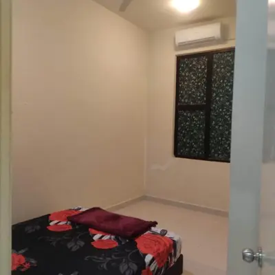 a room with a bed and a window in it at WeJDAN TWO POINT O WHOLE HOUSE BUT BUDGET PARTIAL BOOKING 2ROOMS 2BATHROOMS AND NEVER MIX WITH OTHERS AND YOUR TEAM ONLY BALIK PULAU, PENANG ISLAND in Balik Pulau