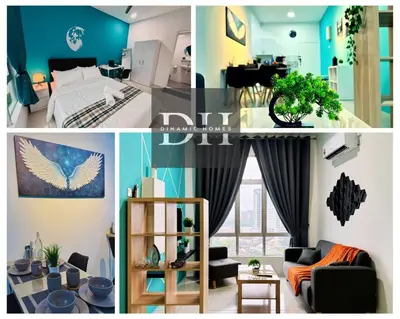 a collage of photos of a living room and a bedroom at Ipoh Midtown Anderson Suite 2R2B in Ipoh