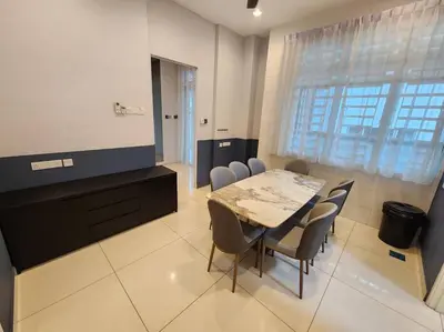a dining room with a table and chairs at 5min to juru & bukit minyak industrial semi D in Bukit Mertajam
