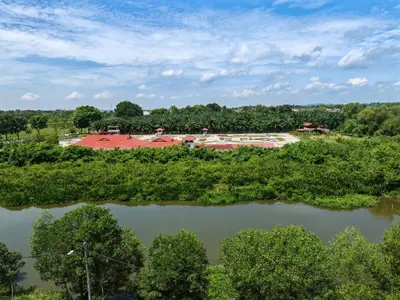 an aerial view of a park and a river at Modern Comfort Seri Iskandar in Seri Iskandar