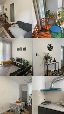 a collage of four pictures of a living room at Raissa Resident palas horizon Cameron Highlands in Brinchang