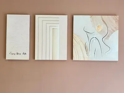 three pieces of art hanging on a wall at Decozy 9 Ipoh Town Condo 12pax in Ipoh