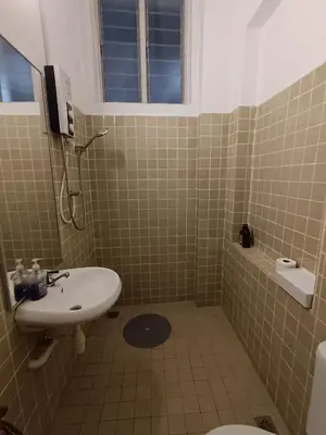 a bathroom with a sink and a shower and a toilet at The Georgetown Green Gates in George Town