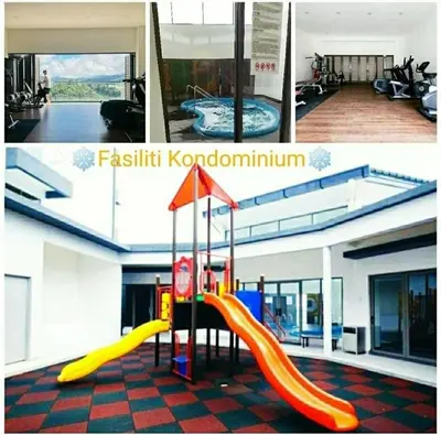 a collage of two pictures of a playground at 4H Guesthouse Cameron Highland in Brinchang