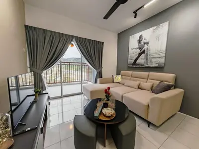 a living room with a couch and a table at ModernStyleW930WarmStay at Emerald Avenue Brinchang 3Room3Bath 2Parking in Brinchang