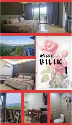 a collage of photos of a hotel room with a bed and a picture at CBHResort Agrofarm in Kampong Benchah Tualang