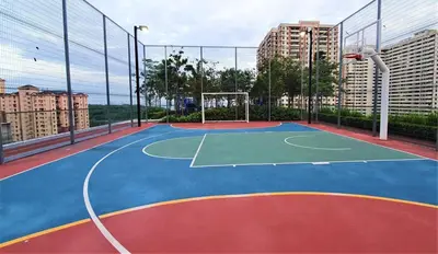 a basketball court in a city with buildings at Near Georgetown with Beautiful city view 2 room fit 4 to 7 pax in Jelutong